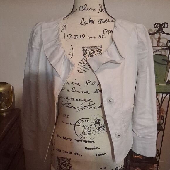 Elevenses Cream Linen Blazer Size 6 - Picture 2 of 9